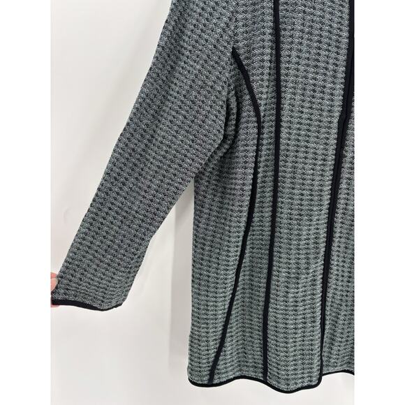Exclusively Misook Knit Sweater Jacket Womens Large Blue Black Full Zip Cardigan - Picture 5 of 16